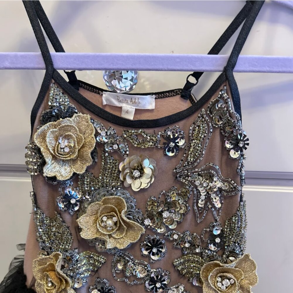 petite Adele, Rhinestone tutu dress, Black size 4